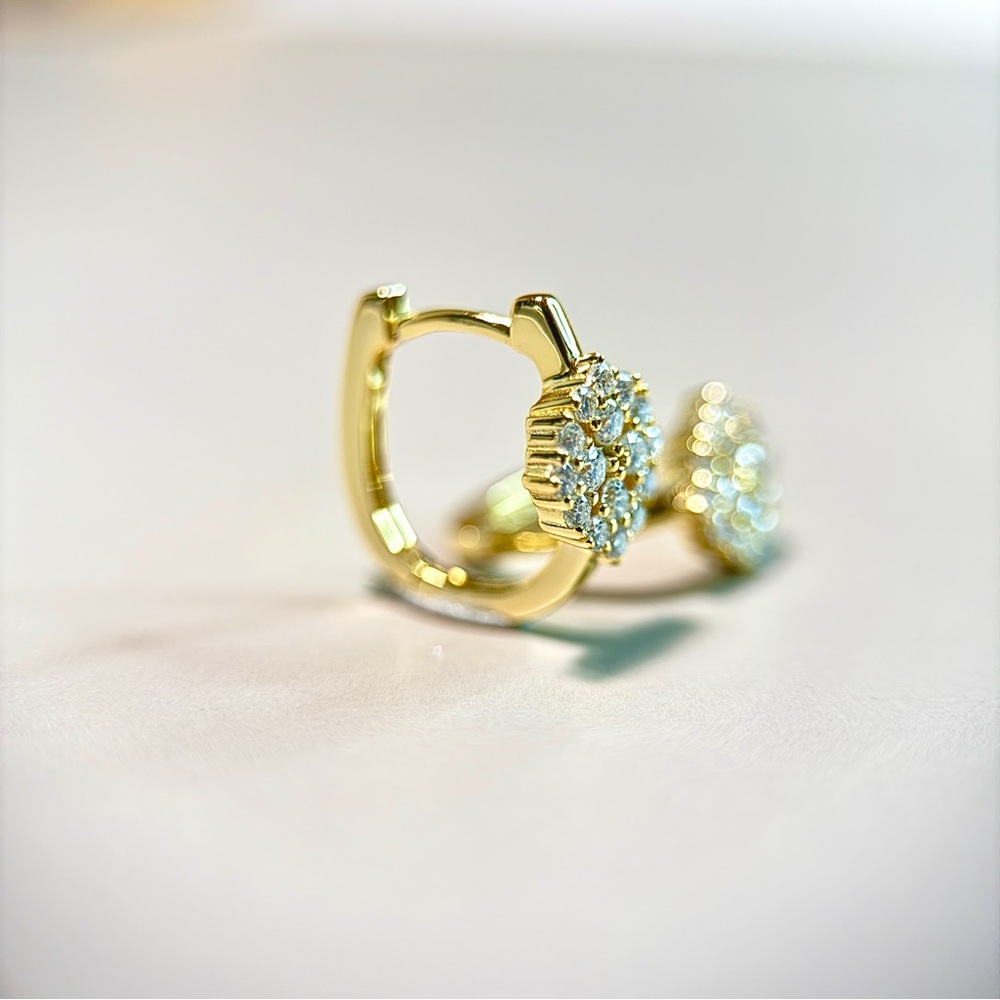 0.5ctw S925 Cupcake Moissanite Diamond Huggie Earrings 14k Plated - Picture 3 of 5